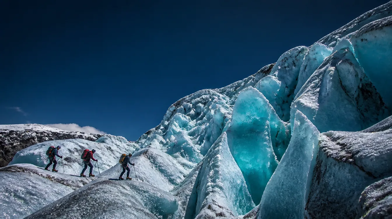 Travesía entre seracs de hielo